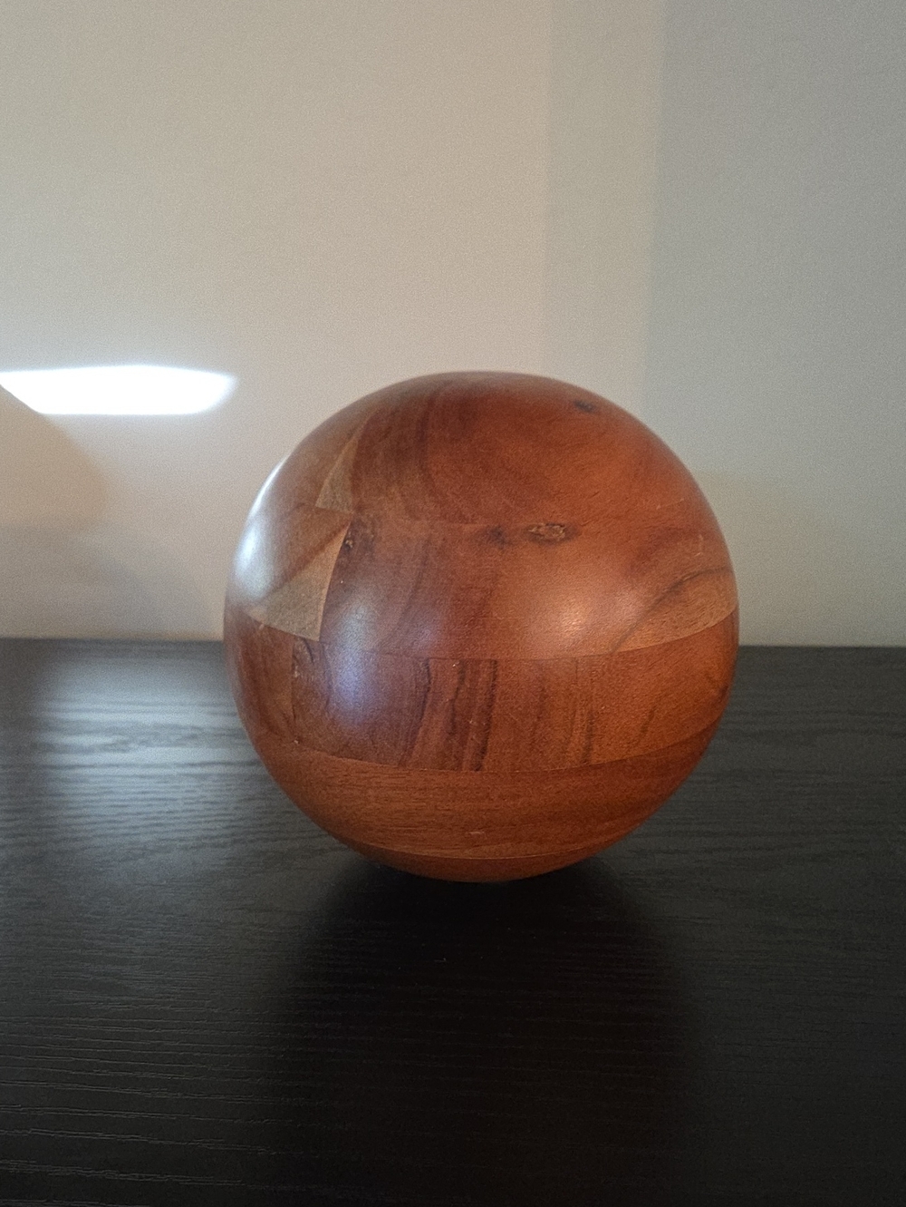 Handcrafted Brown Wood Sphere Decorative Accent